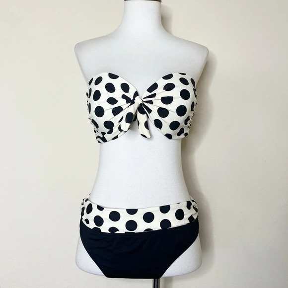 L*Space Beach Party Polka Dot Bandeau Top & Flip Bottom Swimsuit Bikini Set - Picture 4 of 16